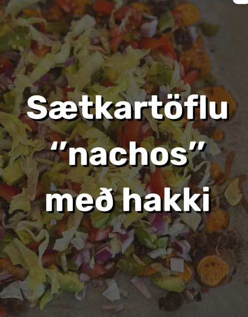 Sætkartöflu "nachos" með hakki